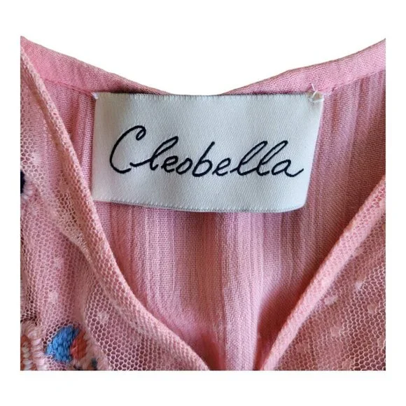 Romantic Pink Anthropologie Cleobella Lace Tiered Mini Dress XS Blush Chic Boho - Picture 5 of 10